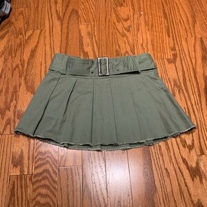 No Boundaries Khaki Mini Skirt with Belt